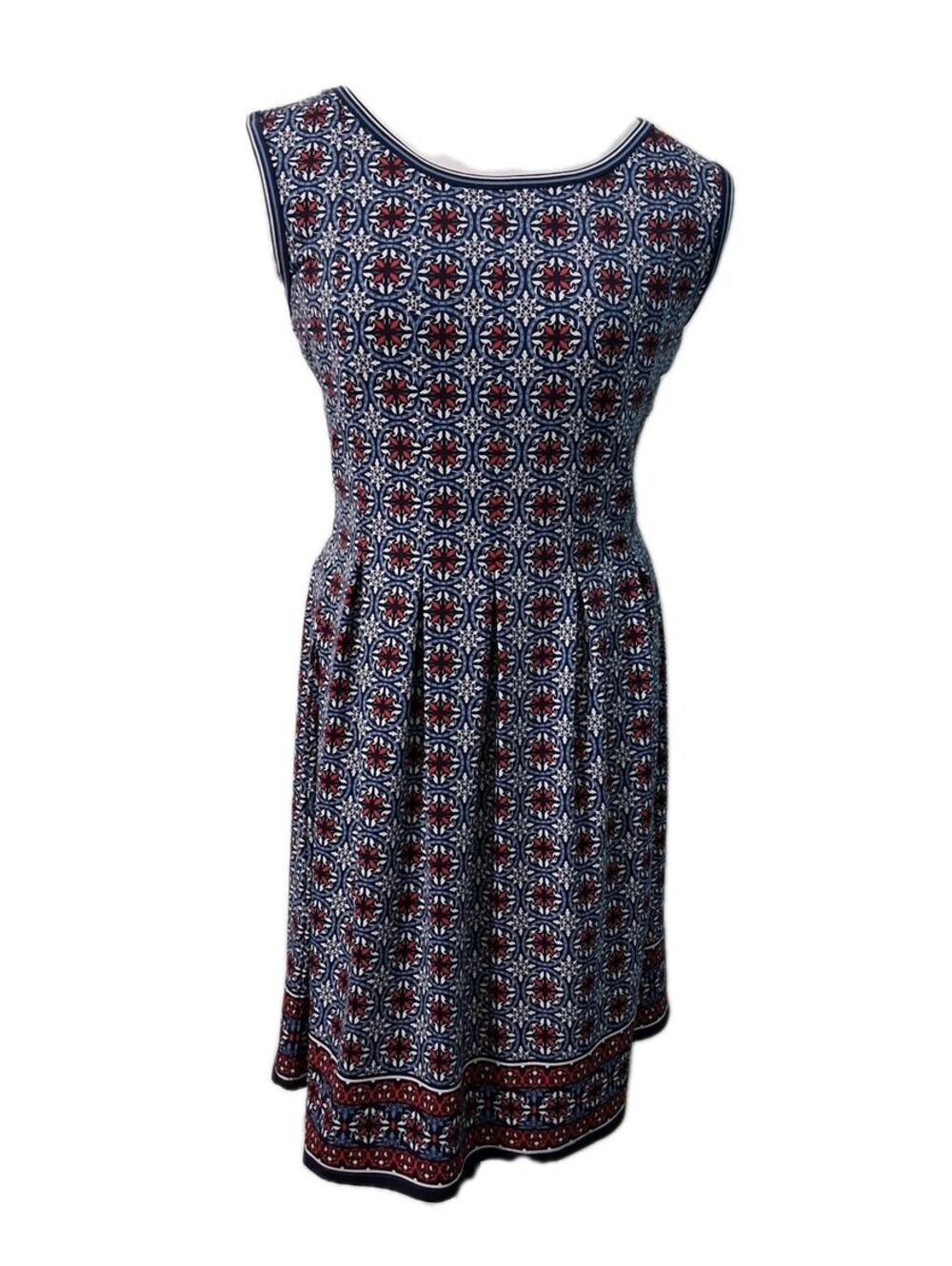 Max Studio Blue Red Circle Patterned Women's Dress Size L EUC